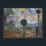 Exterior of Gare Saint-Lazare by Claude Monet Vykort<br><div class="desc">Exterior of Gare Saint-Lazare, The Signal (1877) by Claude Monet är en vintage impressionism bra Art-målning, som ingår i en 12-målningsserie. Gare Saint-Lazare, ett av Paris största och mest trafikerade station i tåg. Om konstnären: Claude Monet var en av grundarna av den Fransk målningsrörelsen, och de flesta av hans målningar...</div>