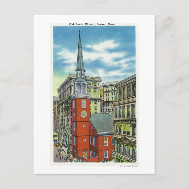 Exteriör syn på den gamla sydkyrkan vykort (Framsida)