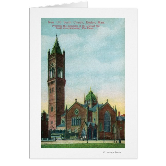 Exteriör syn på den nya gamla sydekyrkan hälsningskort (Framsidan)