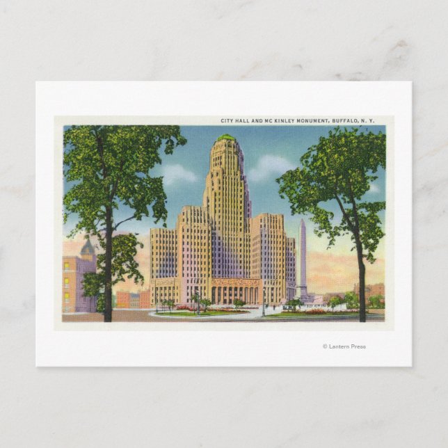 Exterior View of City Hall & McKinley Vykort (Framsida)