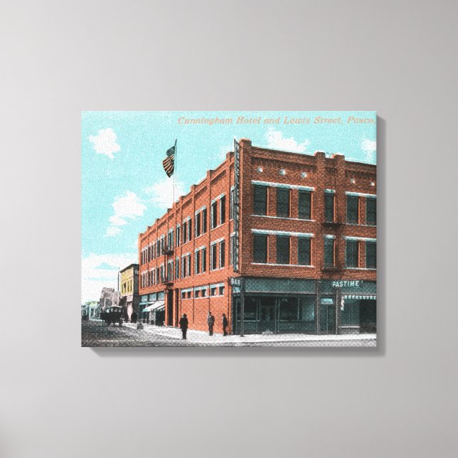 Exterior View of Cunningham Hotel on Lewis St. Canvastryck (Framsida)