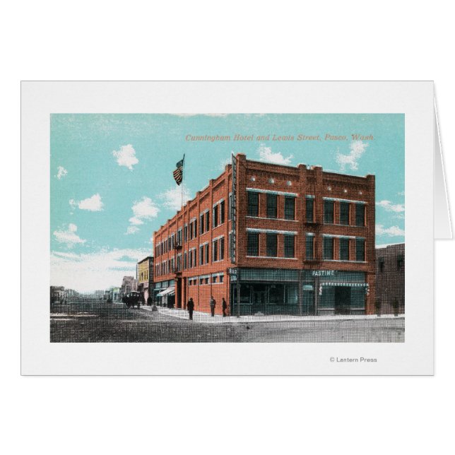 Exterior View of Cunningham Hotel on Lewis St. Hälsningskort (Framsidan Horizontal)