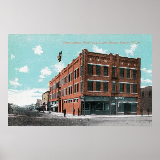 Exterior View of Cunningham Hotel on Lewis St. Poster (Framsidan)