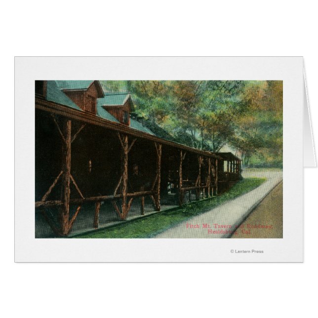Exterior View of Fitch Mt. Tavern and Roadway Hälsningskort (Framsidan Horizontal)
