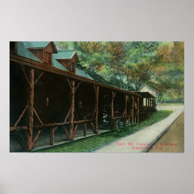 Exterior View of Fitch Mt. Tavern and Roadway Poster (Framsidan)