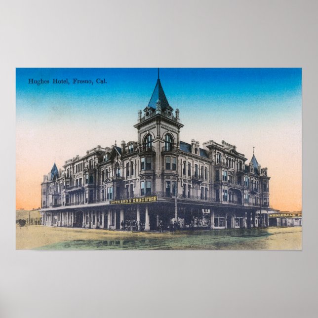 Exterior View of Hughes HotelFresno, CA Poster (Framsidan)