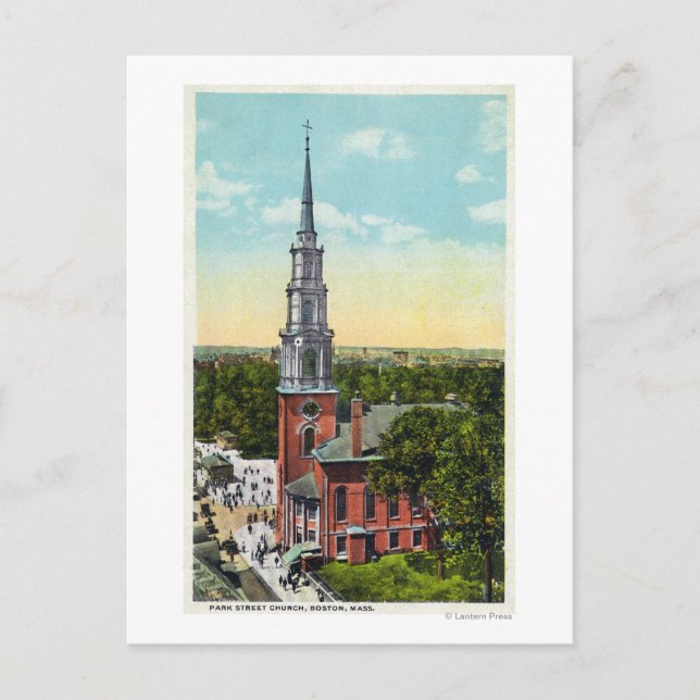 Exterior View of Park Street Church Vykort (Framsida)