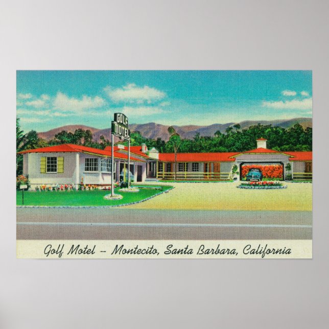Exteriör View of the Golf Motel, Montecito Poster (Framsidan)