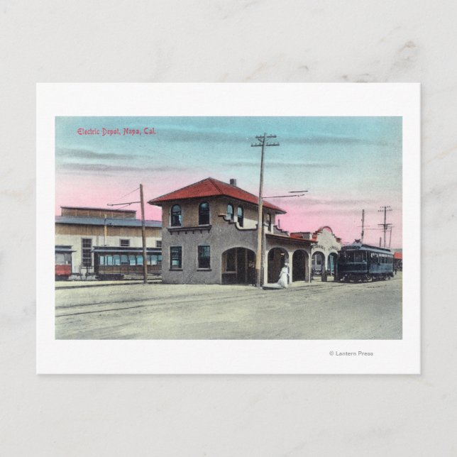 Exteriör vy av det elektriska depån Napa, CA Vykort (Framsida)
