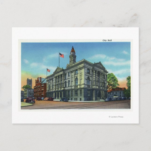 Exteriör vy av stadshuset 3 vykort (Framsida)