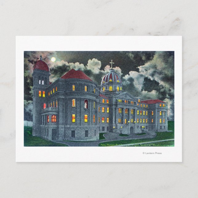 Exterivy över Heliga Namn Academy Bldg på Vykort (Framsida)