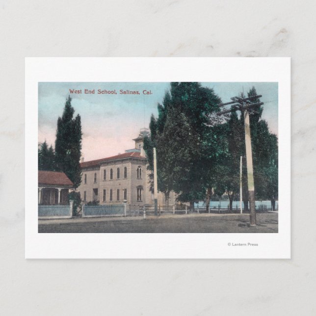 Exterivy över slutskolan i Väster Vykort (Framsida)