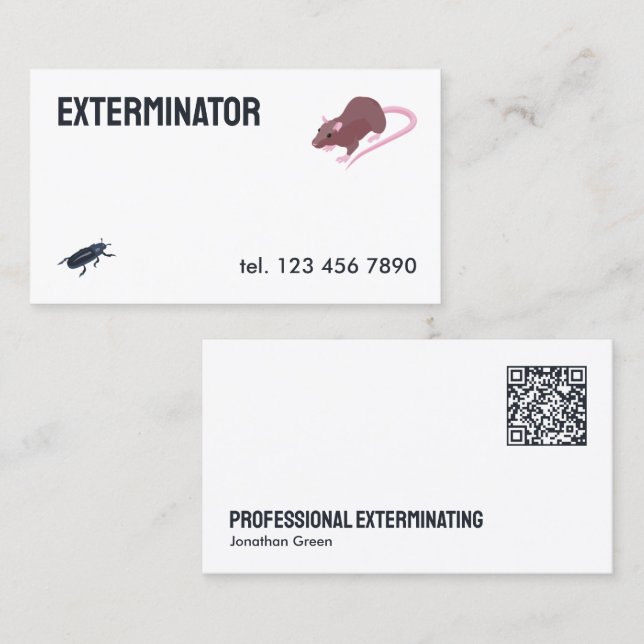 Exterminator Pest Control QR Visitkort (Fram/baksida)
