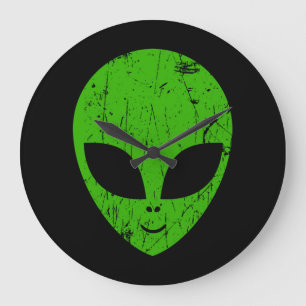 Extern grönt, huvud ufo science fiction-utvinning stor klocka