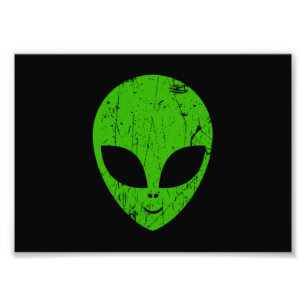 Extern grönt, huvud ufo science fiction-utvinnings fototryck