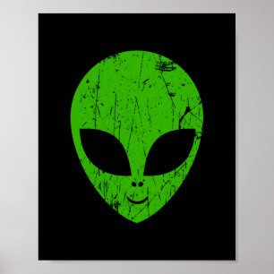 Extern grönt, huvud ufo science fiction-utvinnings poster