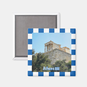 Extern vy av Akropolis i Aten, Grekland Magnet