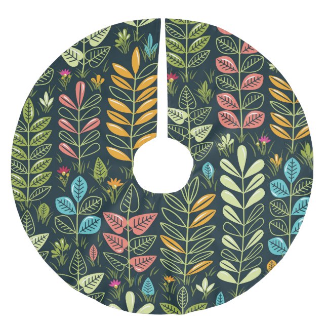 Externa blommor: Handdränkt Blommigt Elegance Julgransmatta Borstad Polyester (Framsidan)