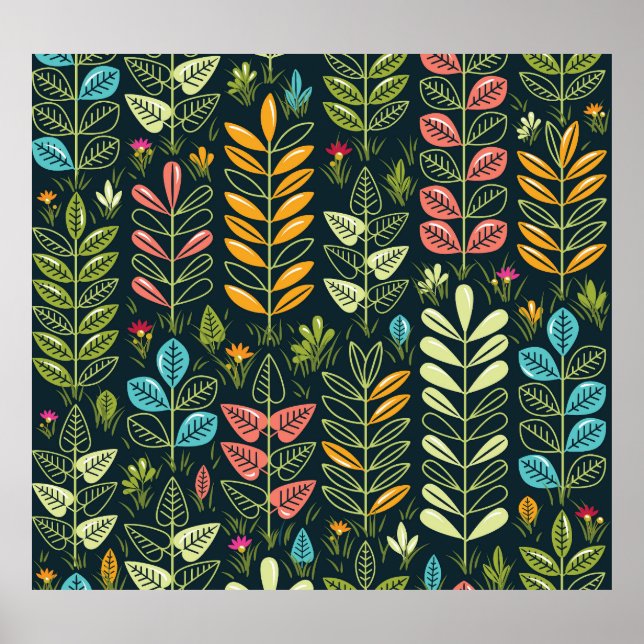 Externa blommor: Handdränkt Blommigt Elegance Poster (Framsidan)