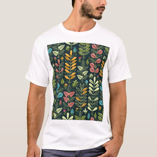 Externa blommor: Handdränkt Blommigt Elegance T Shirt (Framsida)