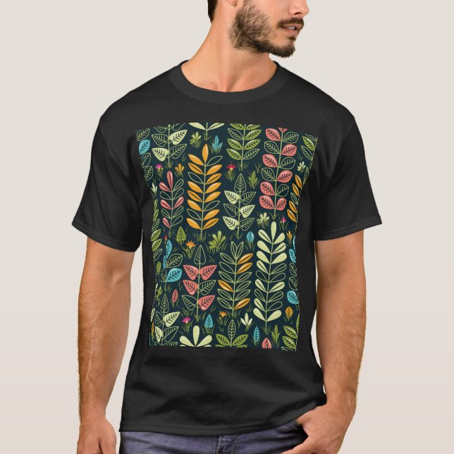 Externa blommor: Handdränkt Blommigt Elegance T Shirt (Framsida)