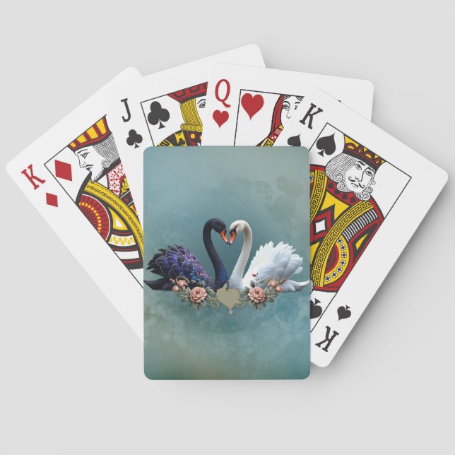 Externa Bond, Svarta och vita Svanar i Kärlek. Casinokort (Baksidan)