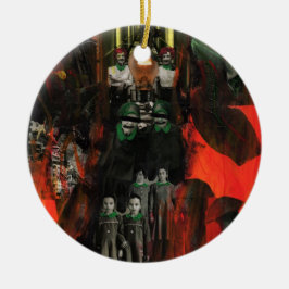 Externa brandsläckare Twillingar Surrealist Collag Julgransprydnad Keramik