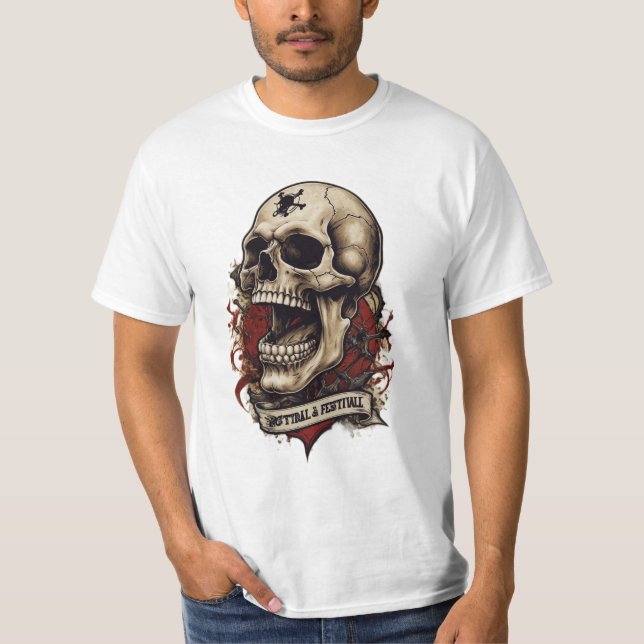 Externa Guardian Skull Tattoo T-Shirt (Framsida)