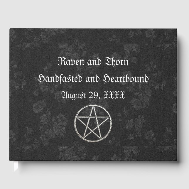 Externa handfasta/Bröllop Pentacle Black Ste Gästböcker (Framsida)