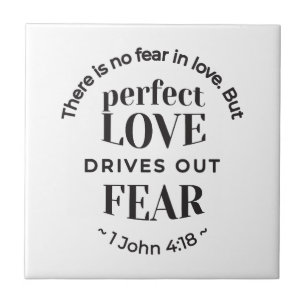 Externa Kärlek - 1 John 4:18 Scripture Quote Art Kakelplatta