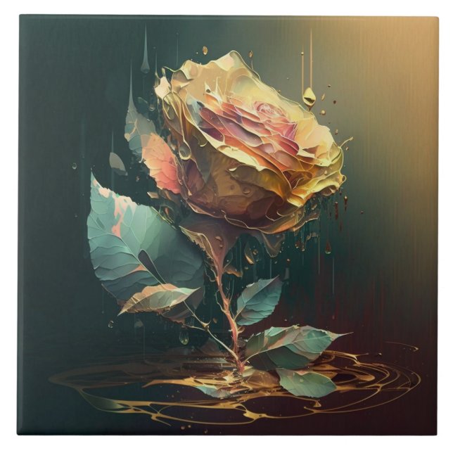 Externa Ro - Fintvätt och Blommigt konst Kakelplatta (Framsidan)