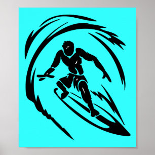 External_sport_003 SURFING DUDE TATTOO TRIBAL Poster