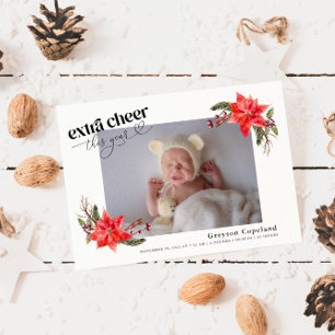 Extra Cheer Helgdag Baby fotofödelsemeddelande Meddelande
