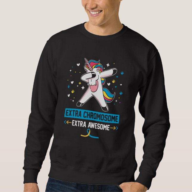 Extra Chromosome Extra Awesome Unicorn Lång Ärmad Tröja (Framsida)