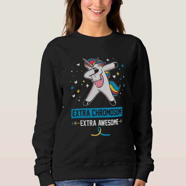 Extra Chromosome Extra Awesome Unicorn T Shirt (Framsida)