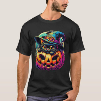 Extra Cute Cat Black med Witch Hat Pumpkin Cat Ha T Shirt