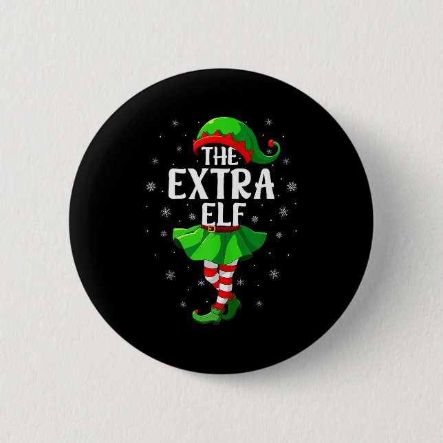 Extra Elf Christmas Girls Women Elf Squad Xmas Fam Knapp (Framsida)