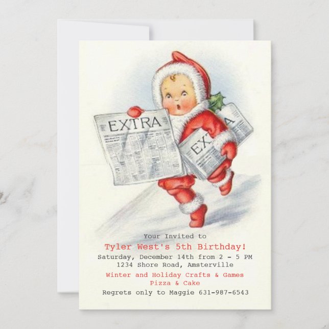 Extra Extra Helgdag Födelsedagsfest inbjudan (Framsida)