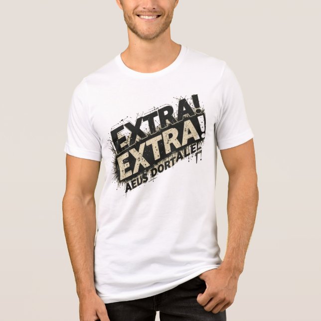 "EXTRA! EXTRA! Newspaper Headline T-Shirt – Bold V (Framsida)