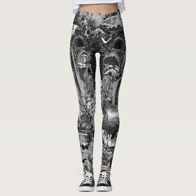 Extra Fladdermöss Mörk Gothic Vampires Crypt Grave Leggings (Framsida)