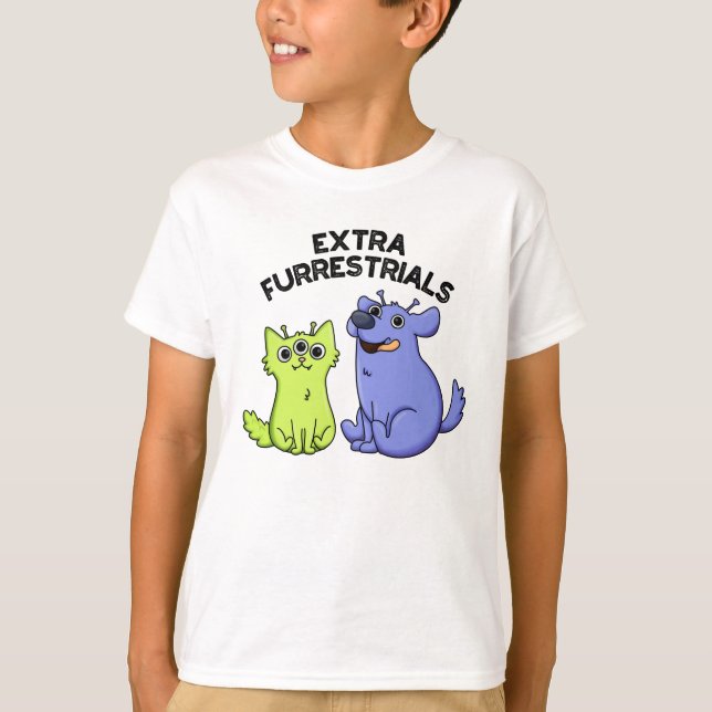 Extra FurRestals Funny Alien Hårig Pet Pun T Shirt (Framsida)