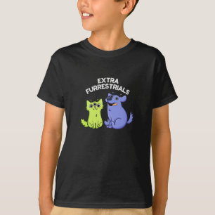Extra FurRestals Funny Alien Hårig Pun Mörk BG T Shirt