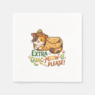 Extra Guac-Meow-Le Snälla Katt T-Shirt Pappersservett