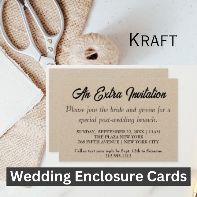 Extra Inbjudan_Bröllop Brunchkraftverkskort Tilläggskort (Kraft Wedding Enclosure Cards)