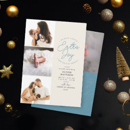 Extra Joy Photo Blue Helgdag Birth Notice Julkort