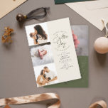 Extra Joy Photo Grönt Helgdag Birth Notice Julkort<br><div class="desc">Presentera baby för världen i stil med detta minimalistiska födelsemärke i julhelg. Det går att redigera mallutrymmen för 4 bilder och 100 % text.</div>