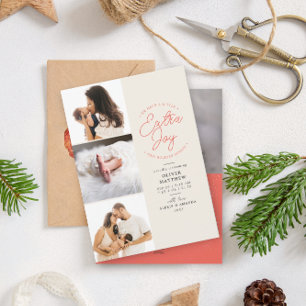 Extra Joy Photo Red Helgdag Birth Notice Julkort