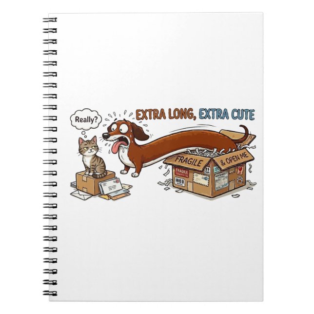 Extra Lång Extra Söt Dachshund Anteckningsbok (Framsidan)