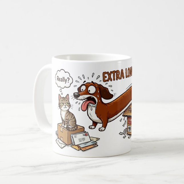 Extra Lång Extra Söt Dachshund Kaffemugg (Framsida vänster)