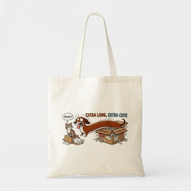 Extra Lång Extra Söt Dachshund Tygkasse (Framsidan)